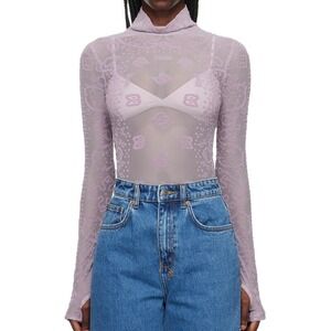 RHUDE‎ Tulle Bodysuit Purple Bandana Mesh Long-sleeve
